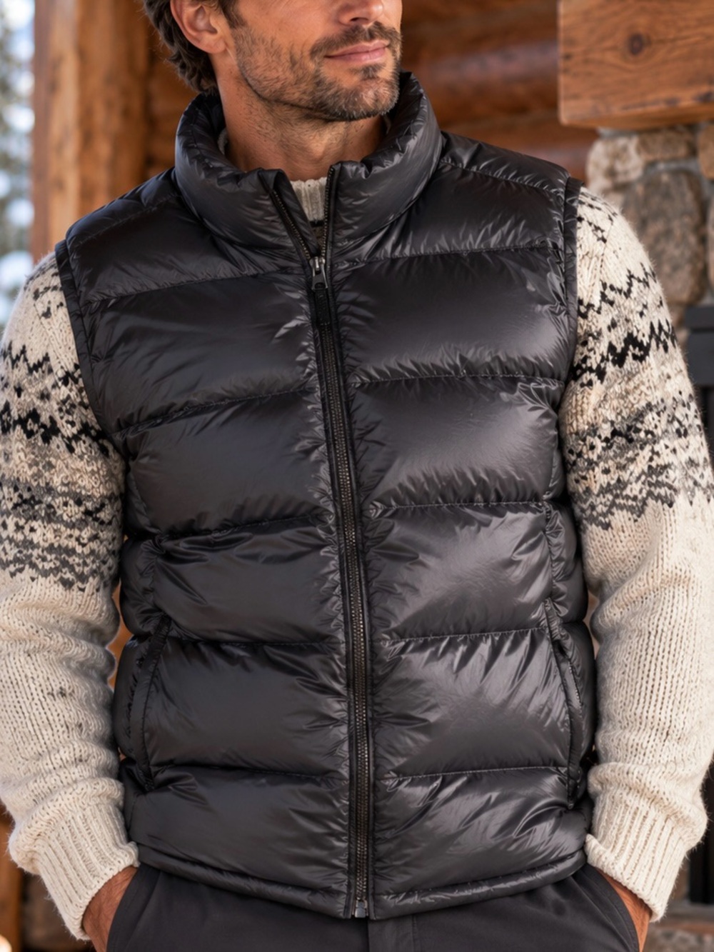 Uniqlo Men's Black Quilted Down Puffer Vest